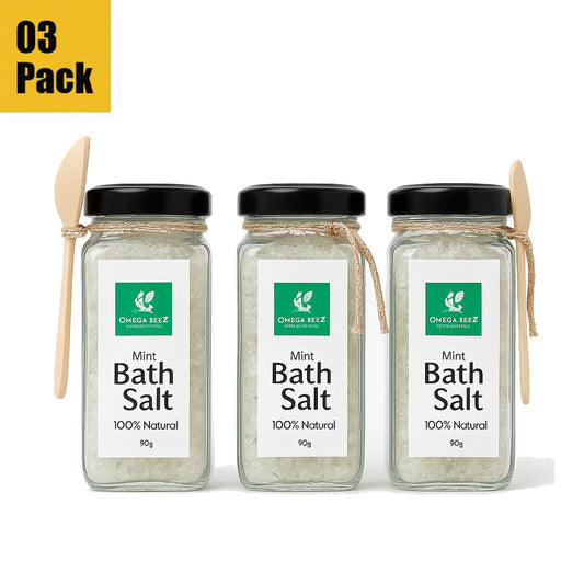 Omega Bliss Bath Salt (90g x 3 Pack Bundle):- Mint: Rejuvenate Your Senses, Naturally