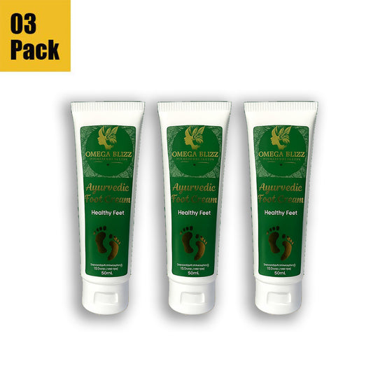 Omega Bliss Ayurvedic Mint Foot Cream for Cracks (90ml x 3 Pack Bundle): Soothe, Heal & Revitalize Your Feet